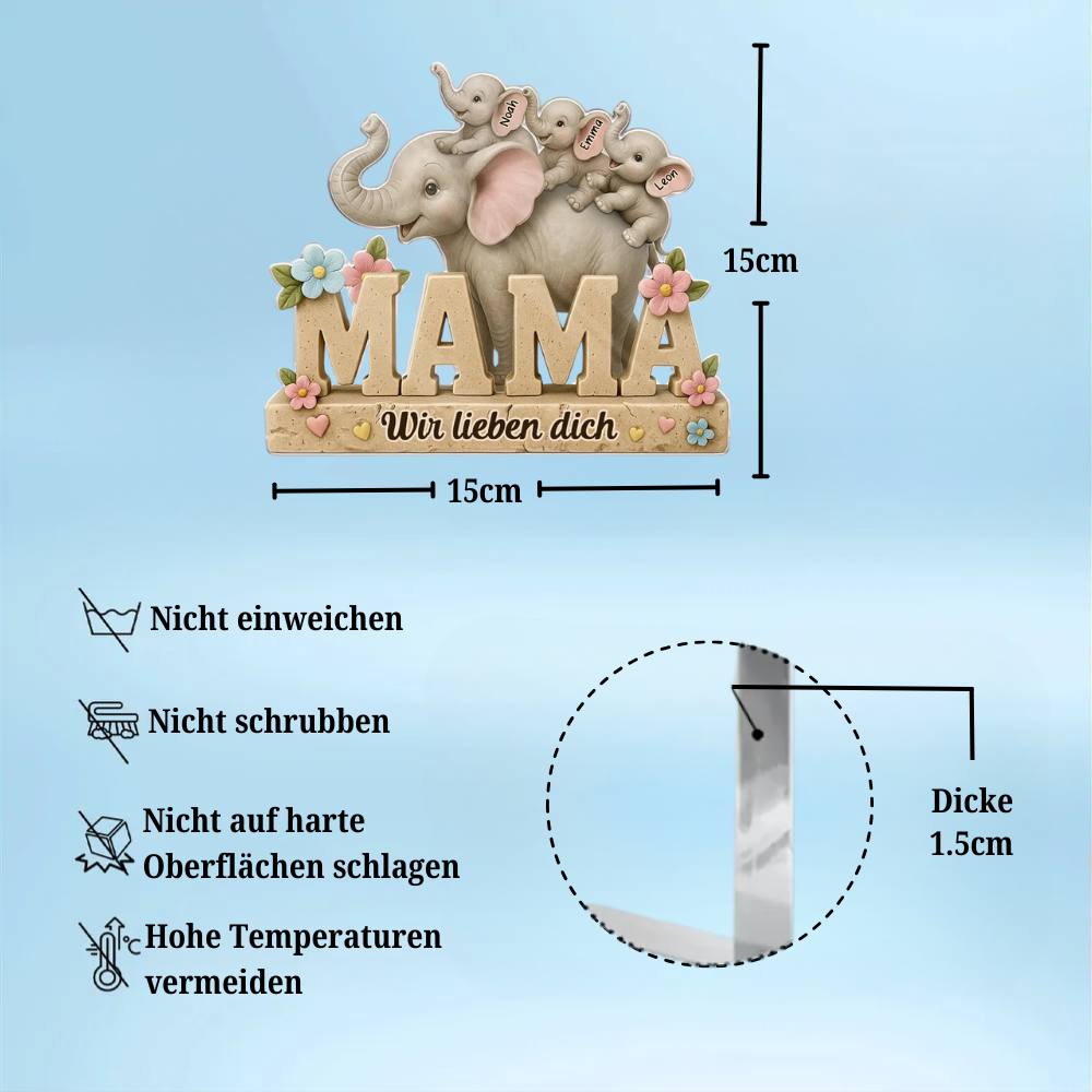 Elefanten Mama-Personalisierte Acryltafel für Mutter
