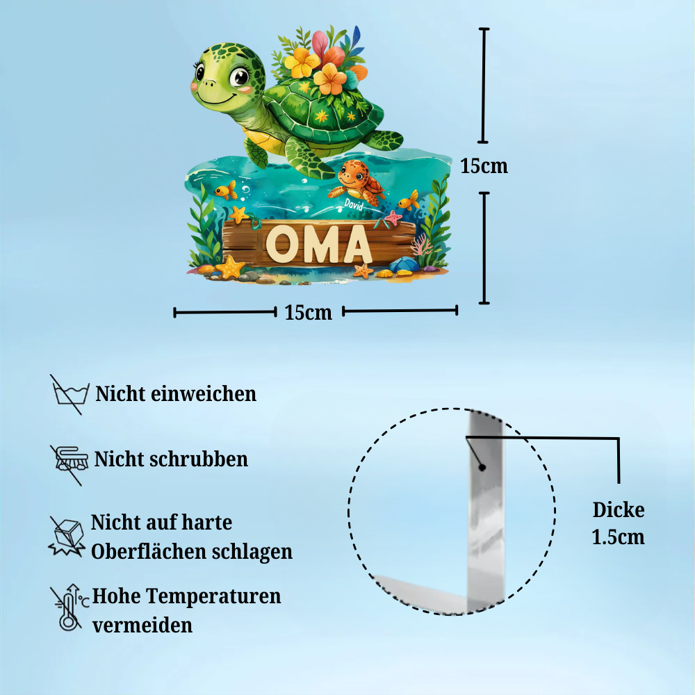 Personalisierte Acryltafel mit Schildkröten Geschenk für Oma