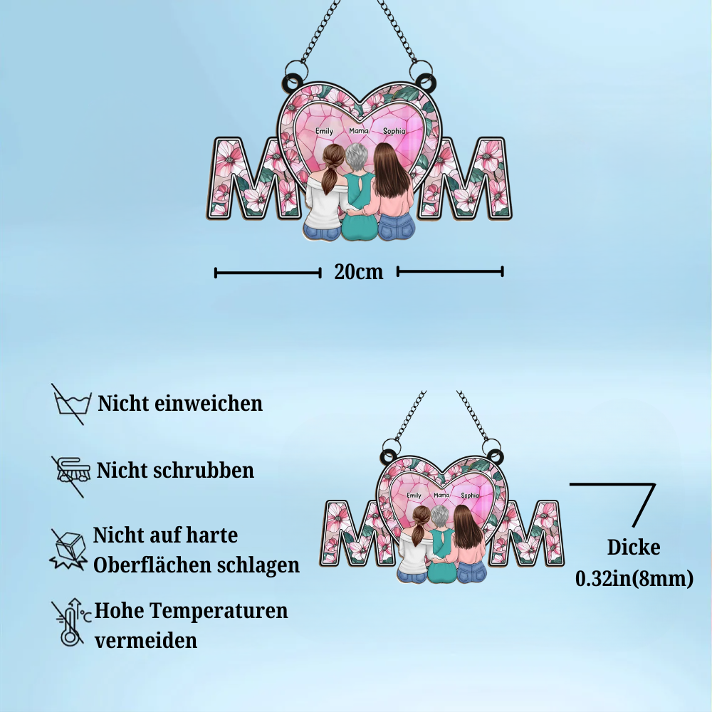 Personalisierter Sonnenfänger für Mama mit 1-5 Kinder
