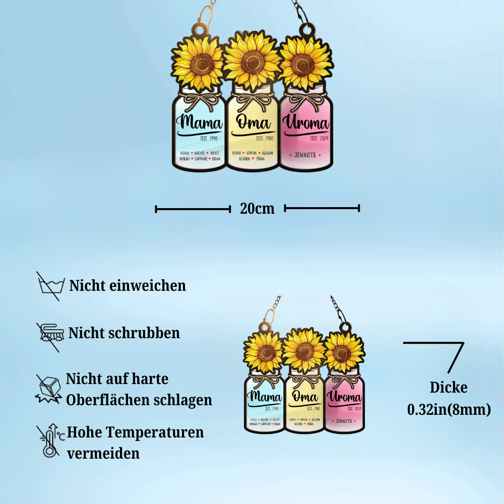 Personalisierter Sonnenfänger mit Vasen Geschenk für Frau, Mama und Oma