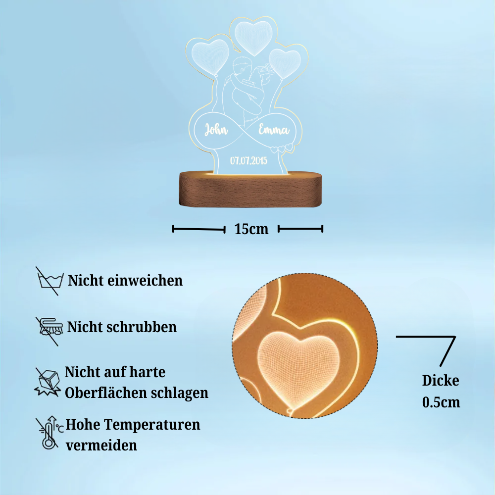 Küssendes Paar Umriss-Personalisierte LED Nachtlicht mit Namen Geschenk für Paar