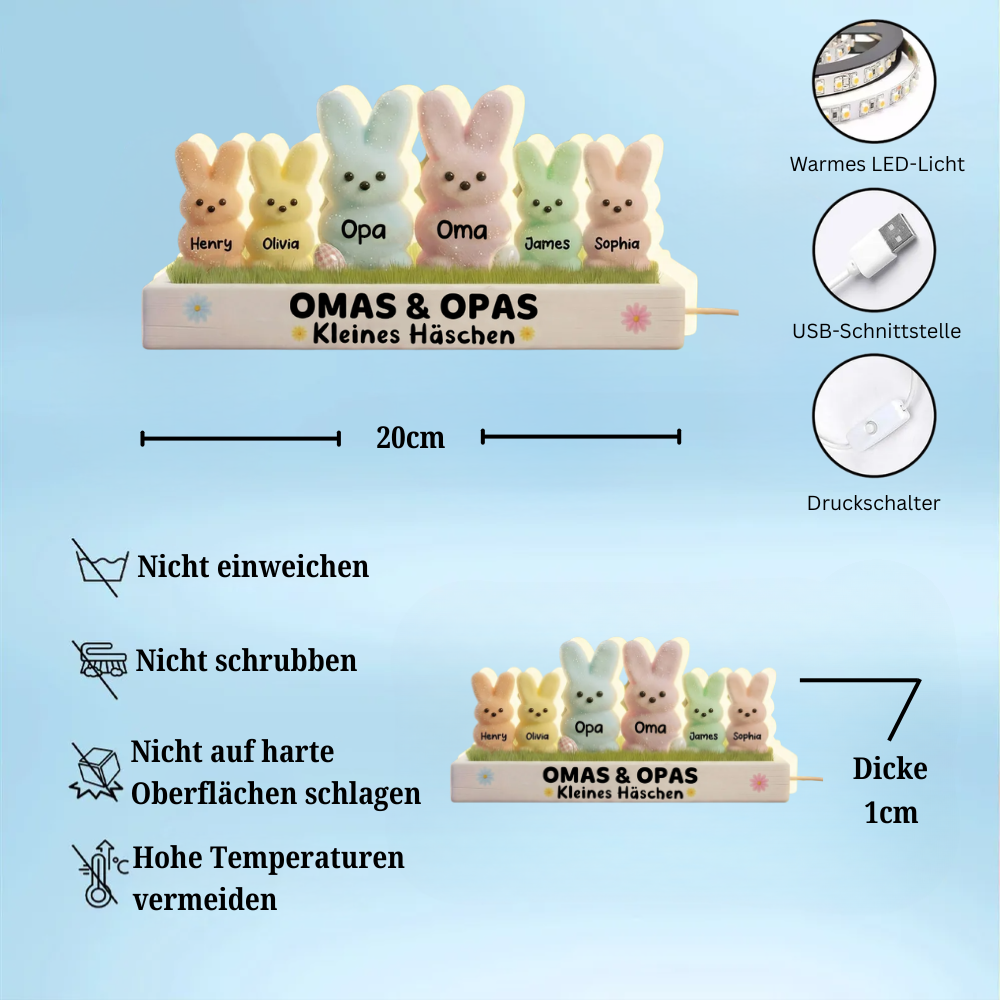 Osterhasen für Oma & Opa – Personalisierte LED-Lichtbox mit Enkel-Namen | Ostergeschenk für Großeltern