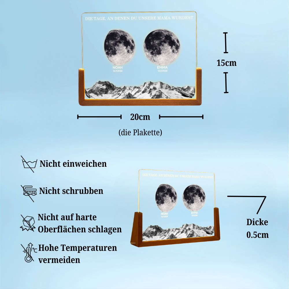 Mondphasen-Personalisierte LED Nachtlicht mit U-Sockel Geschenk für Mama