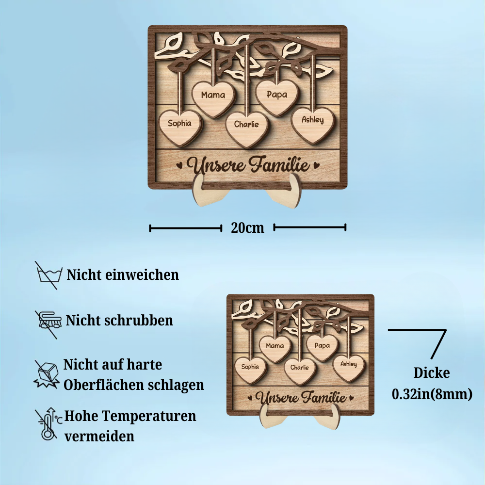Familienbaum-Personalisierte Holztafel mit 2-13 Namen Geschenk für Familie