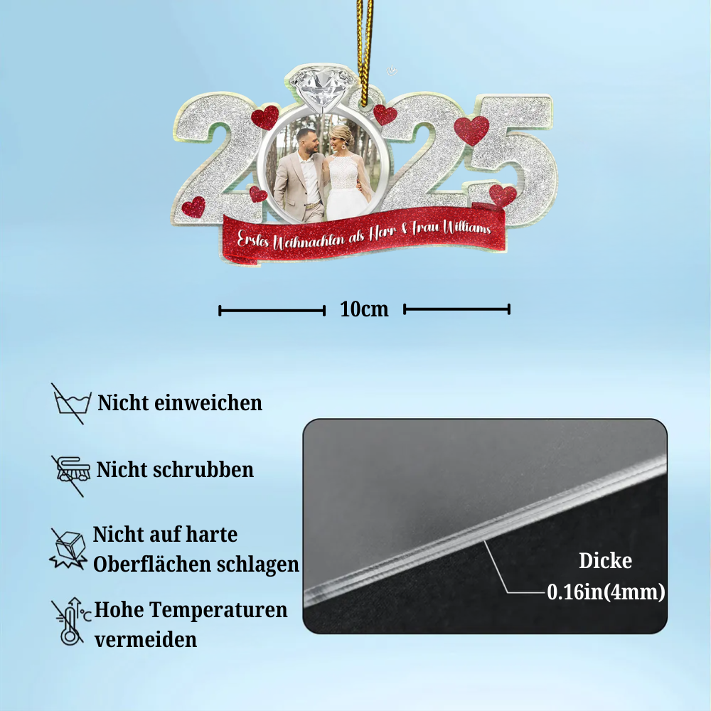 2025 Acrylanhänger mit Foto und Text Geschenk zur Erinnerung an die Hochzeit für Paar