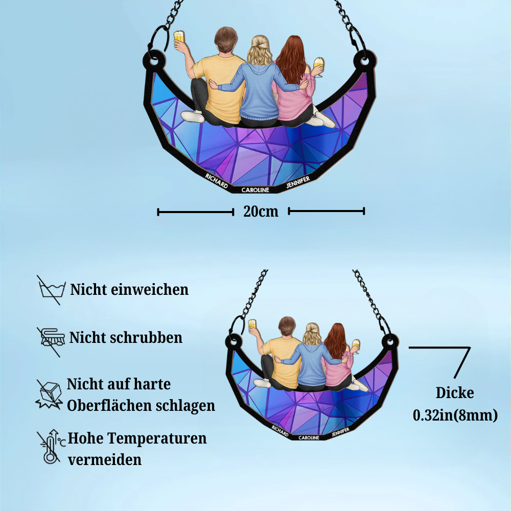 Personalisierter Sonnenfänger mit 2-6 Personen Geschenk für Familie und Freunde