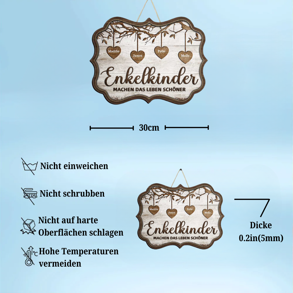 Enkelkinder mit Namen Personalisiertes Holzschild Geschenk für Großeltern