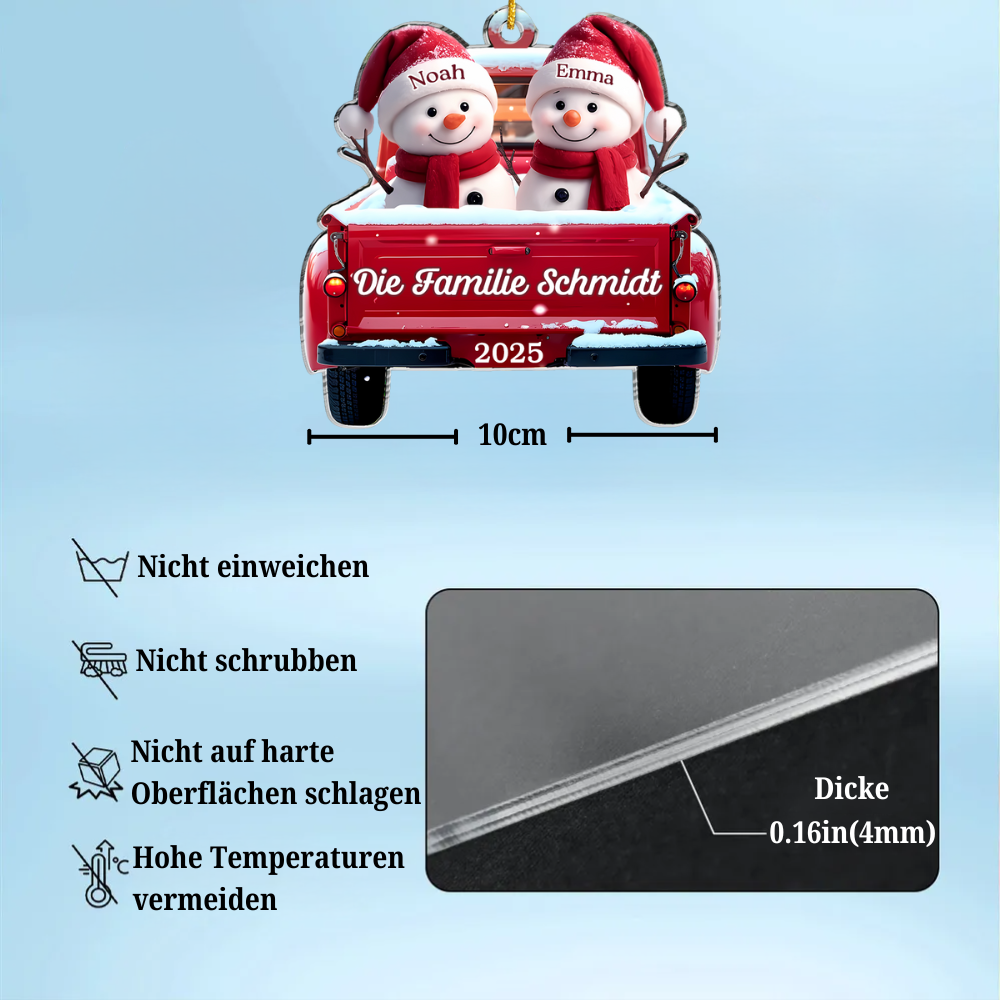 Acryl-Ornament Personalisierter Christbaumschmuck mit Schneemänner für Familie