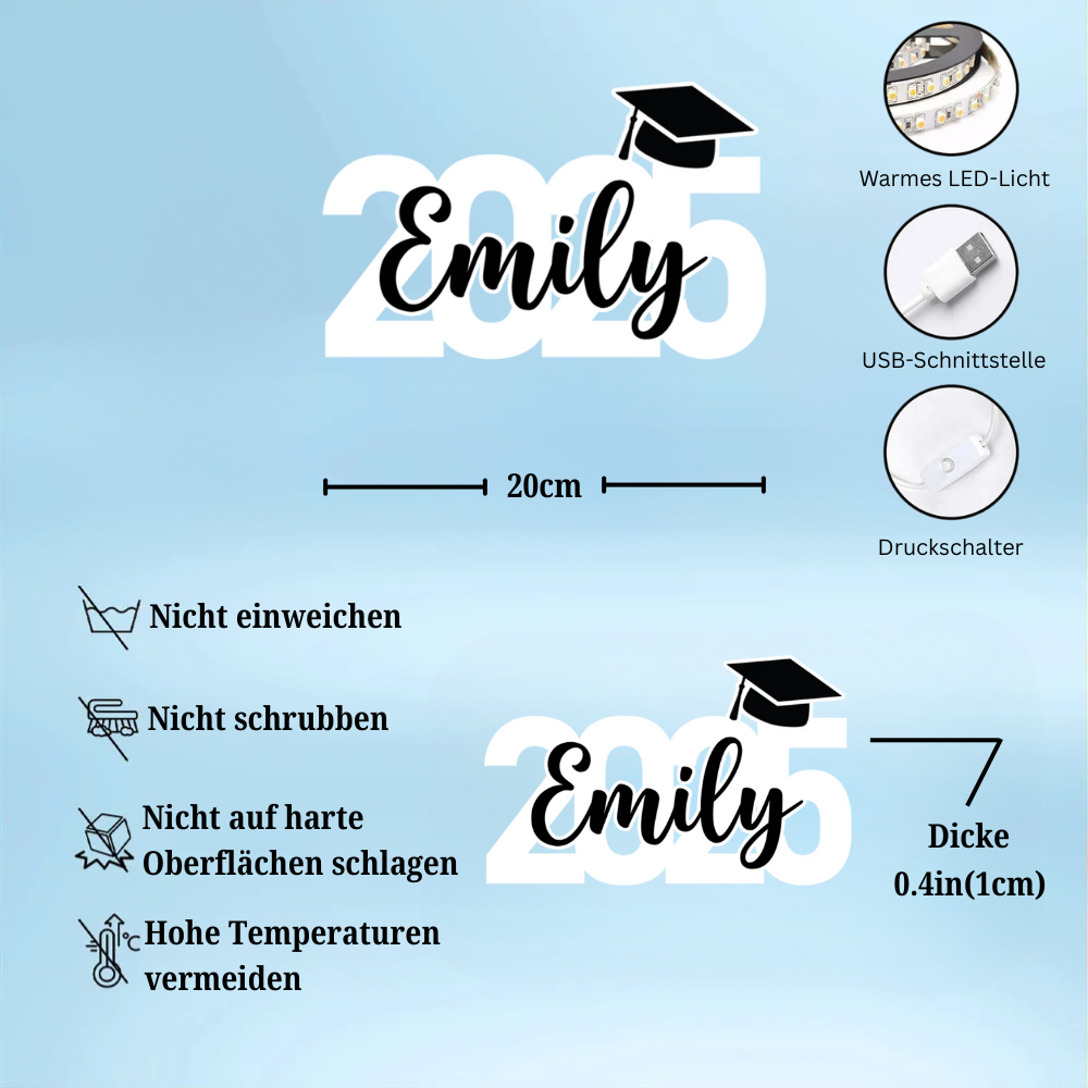 Klasse von 2025 Abschluss-Leuchtbox LED-Nachtlicht mit Name