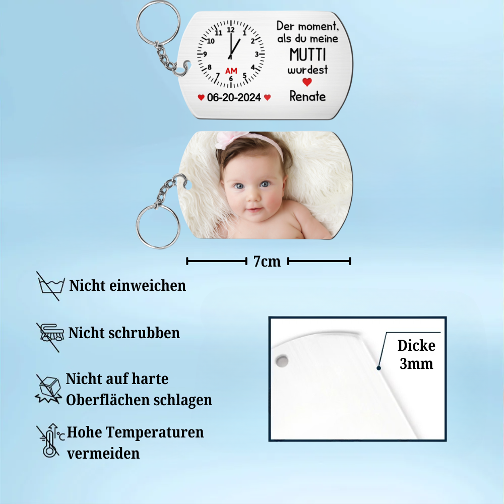 "Der Moment, als du mein..." Schlüsselanhänger mit Foto für Papa, Mama, Oma und Opa
