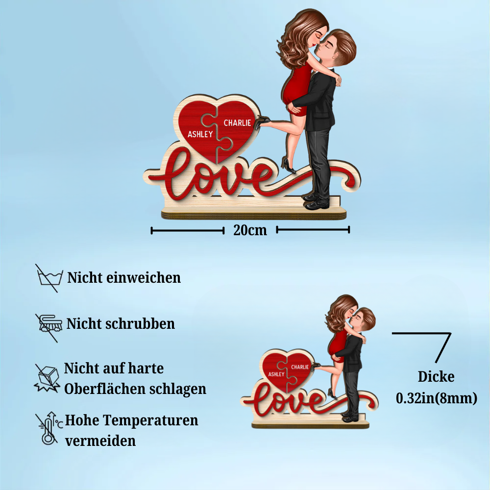 Love- Personalisierte Holztafel mit 2 Figuren und Namen Geschenk für Paar