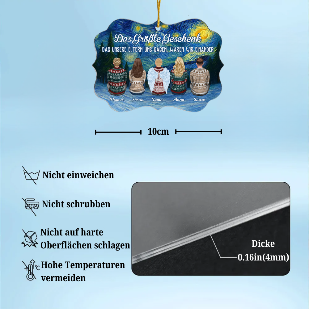 Acrylanhänger mit 2-8 Personen Personalisierter Christbaumschmuk für Familie, Bruder und Schwester