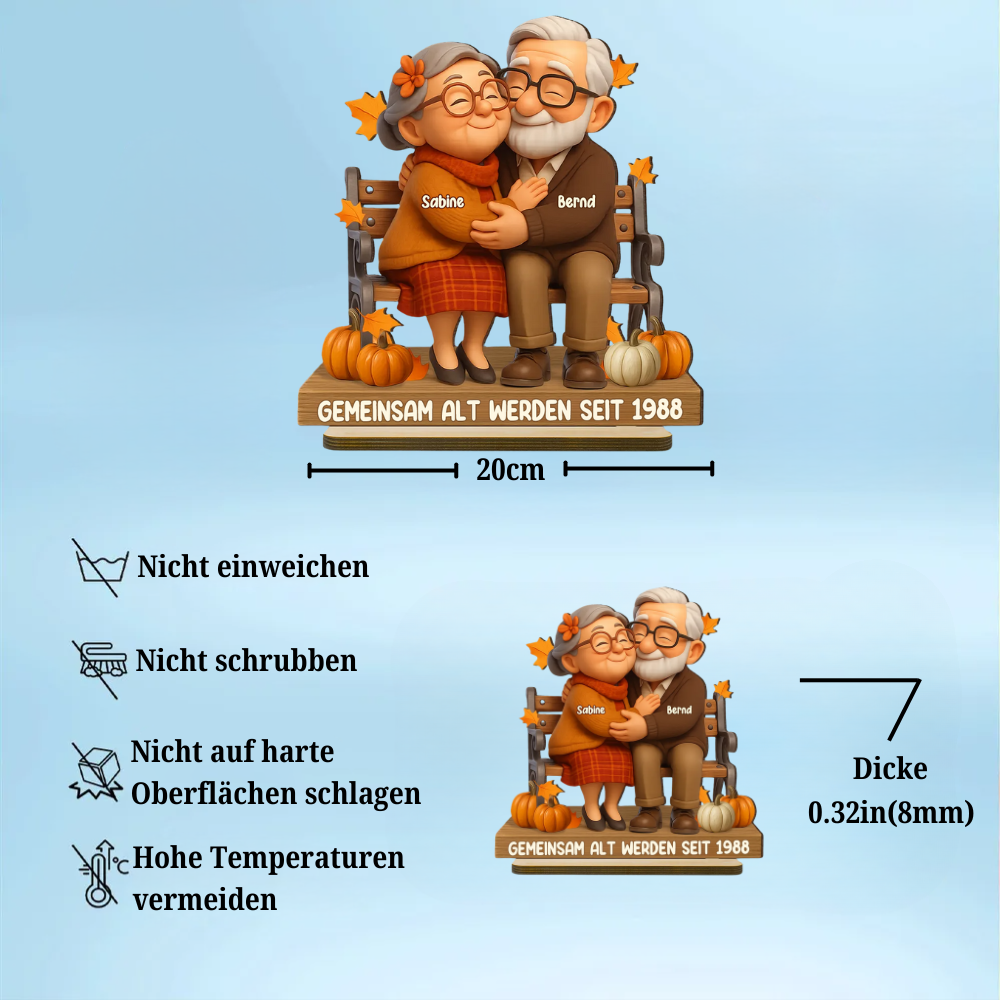 älteres Ehepaar Personalisierte Holzplakette mit Namen und Text