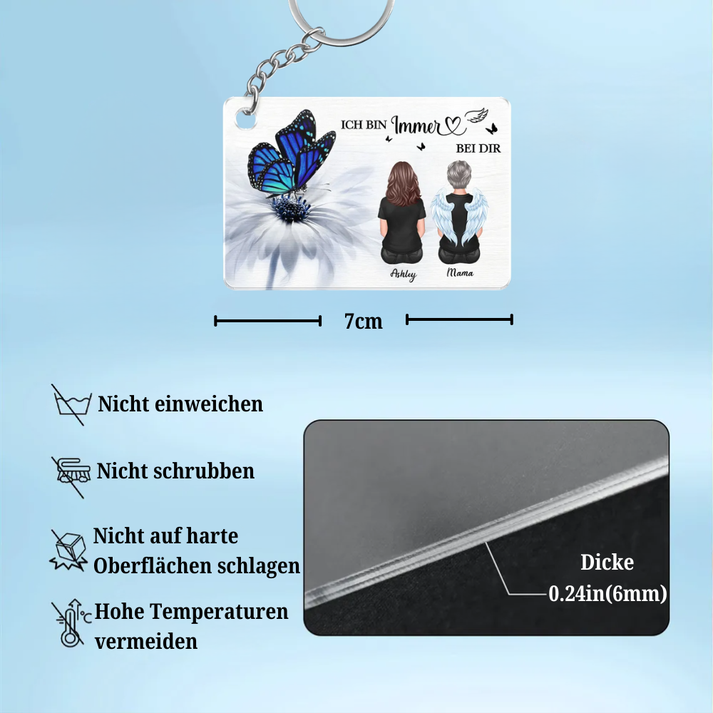 Immer bei dir - Personalisierter Acryl-Schlüsselanhänger Trauergeschenk