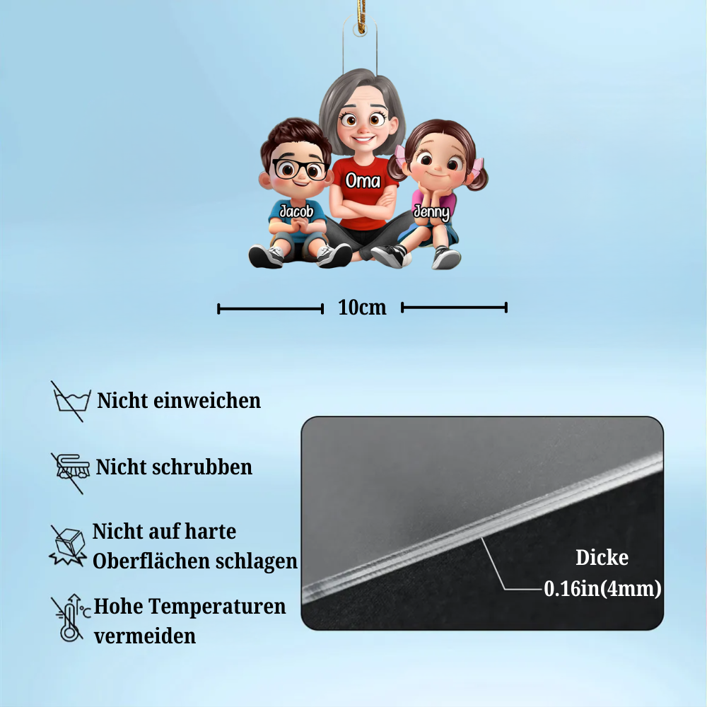 Personalisierter Acryl-Weihnachtsanhänger „Oma & Enkelkinder“
