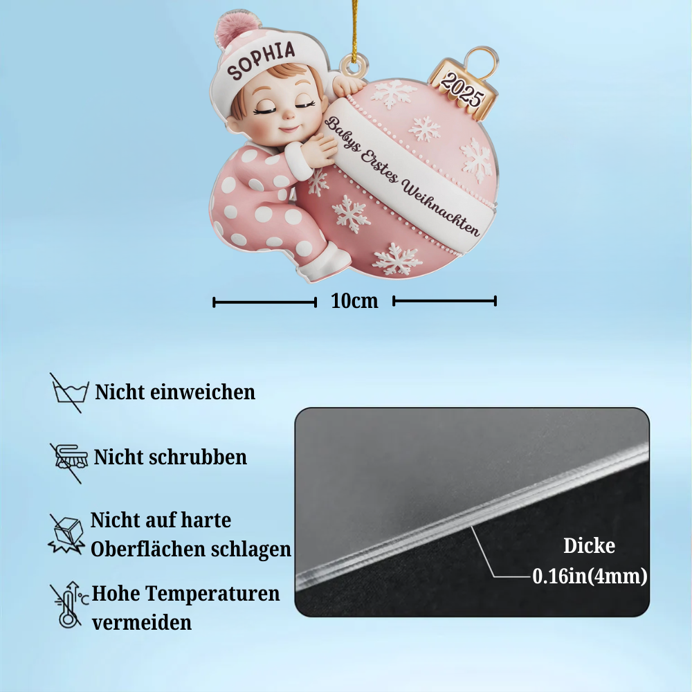 "Babys Erstes Weihnachten" Acryl-Anhänger mit Name Personalisierter Weihnachtschmuck
