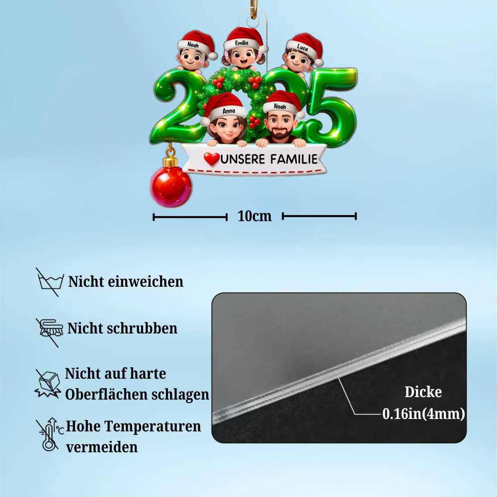 2025 Familie - Acrylornament mit Elten und Kinder Christbaumschmuck