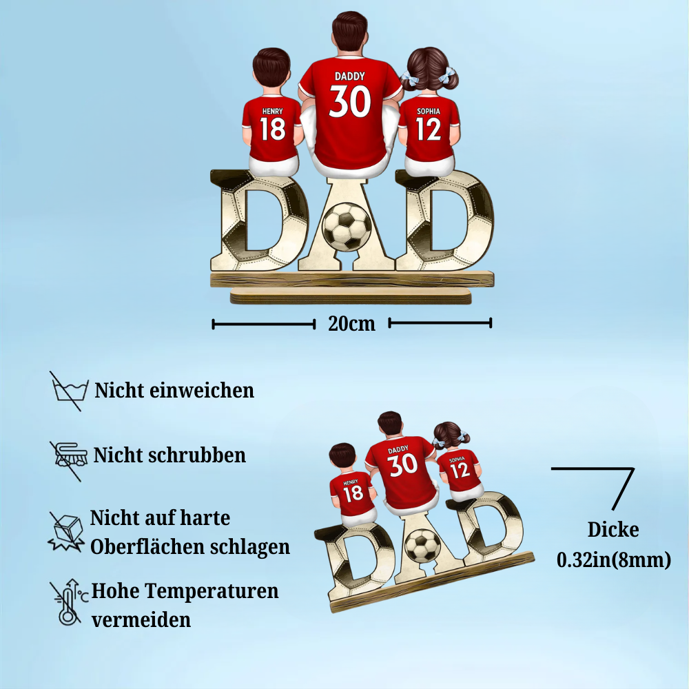 Fußball DAD - Personaliisierte Holztafel Vater und Kinder Geschenke für Papa