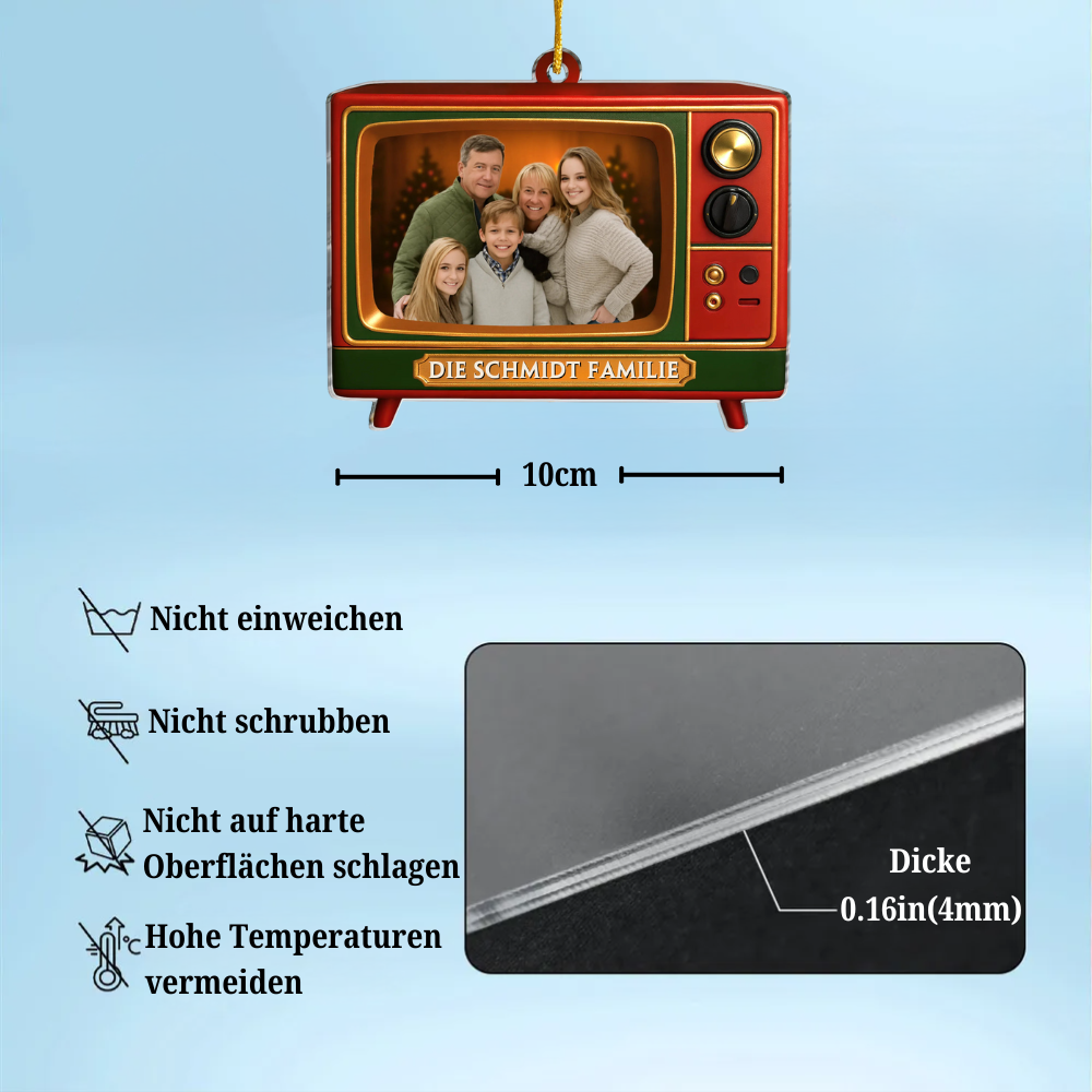 Acryl-Foto-Ornament Personalisierter Christbaumschmuck mit Fernseher