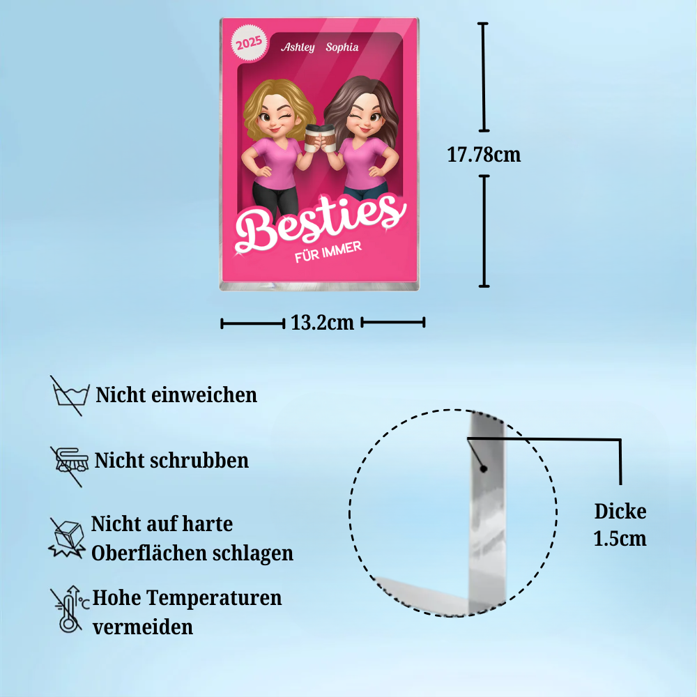 Personalisierter Acrylblock (flach) mit 2-6 Frauen Geschenk für Beste Freundin und Schwester