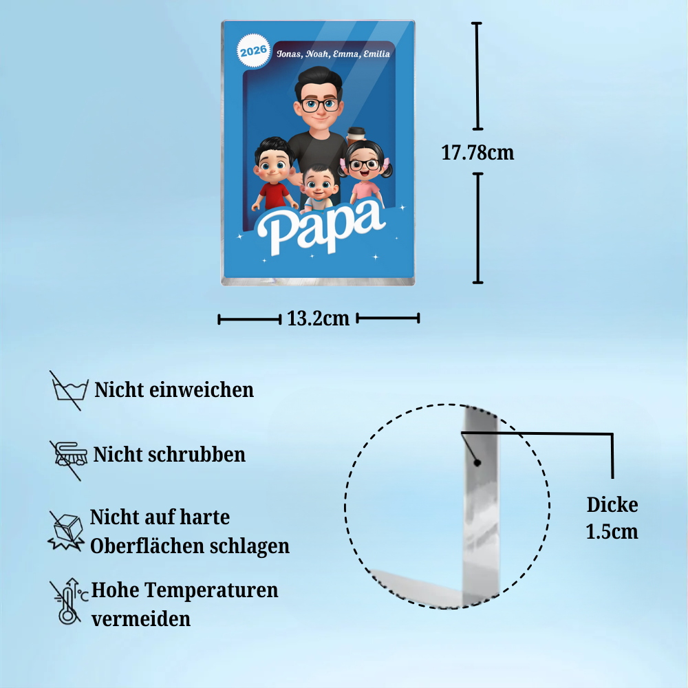 Personalisierter Acrylbock mit Papa und Kinder Geschenk für Vater und Opa