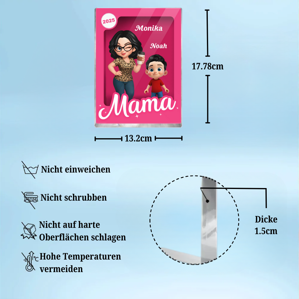 Frau und Kinder-Personalisierter Acrylblock mit eine Frau und 1-5 Kinder Geschenk für Mama und Oma