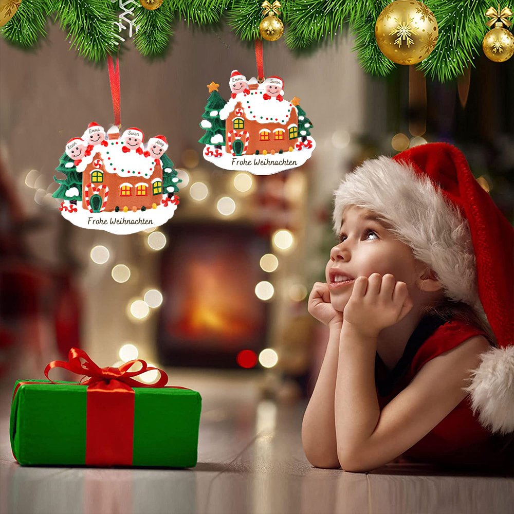 Lebkuchenhaus Familie Personalisierte Weihnachtsdekoration 2-7 Namen