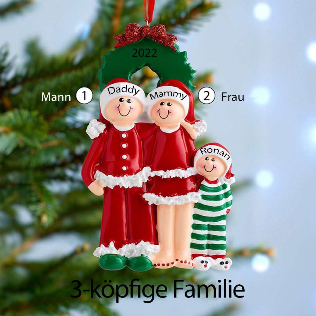 Weihnachtsschmuck Familie mit 3-6 Namen