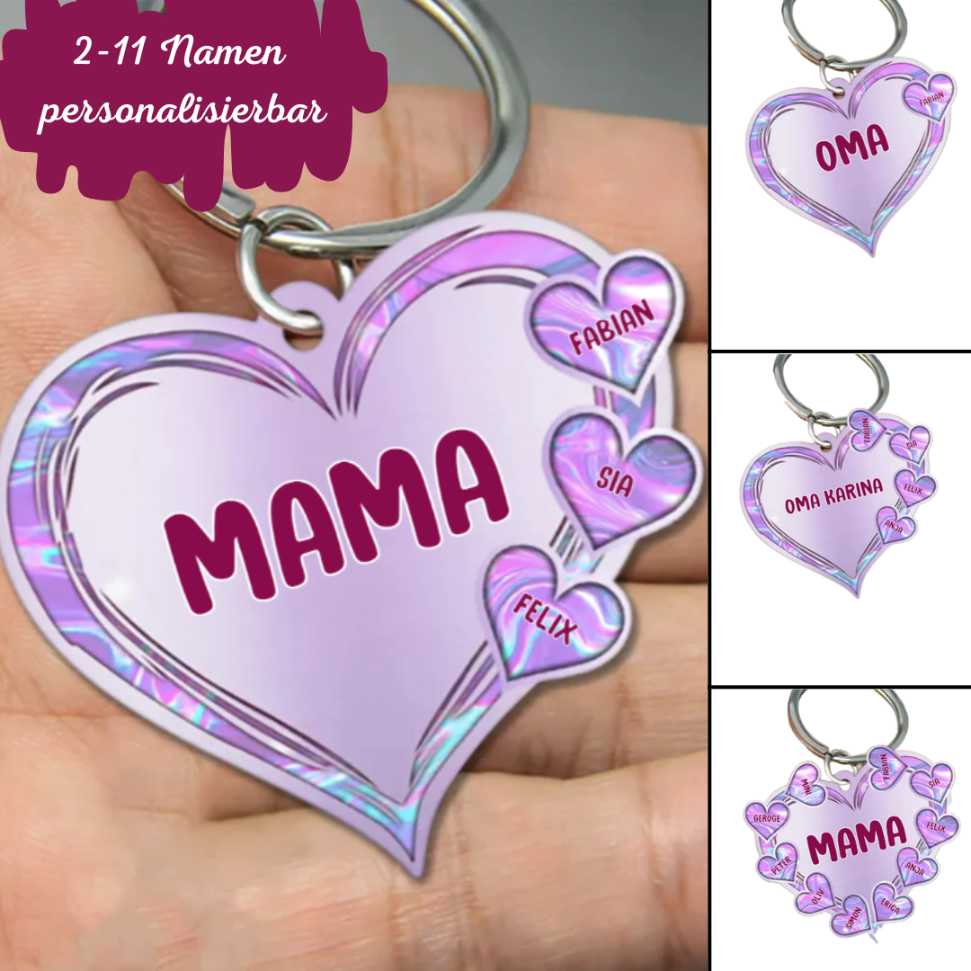 Herzen Personalisierte Schlüsselanhänger-Mama & Oma 2-11 Namen