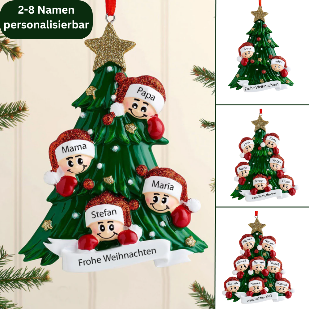 Weihnachtsschmuck-Weihnachtsbaum mit Gesichter 2-8 Namen