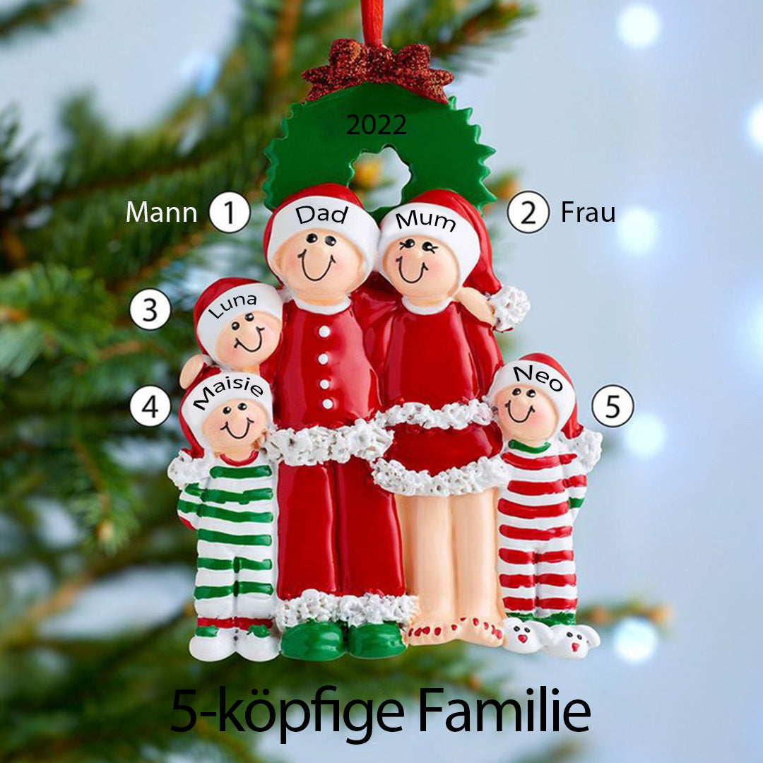 Weihnachtsschmuck Familie mit 3-6 Namen