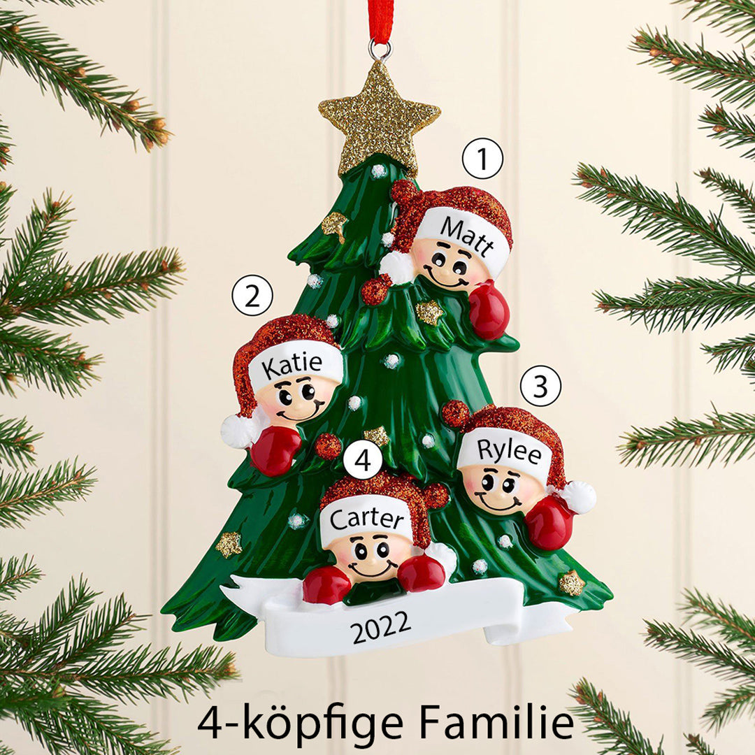 Weihnachtsschmuck-Weihnachtsbaum mit Gesichter 2-8 Namen