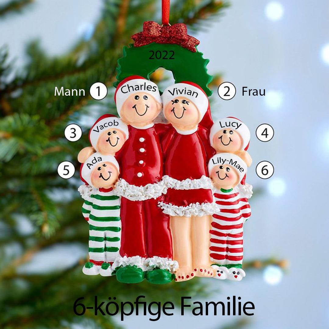 Weihnachtsschmuck Familie mit 3-6 Namen