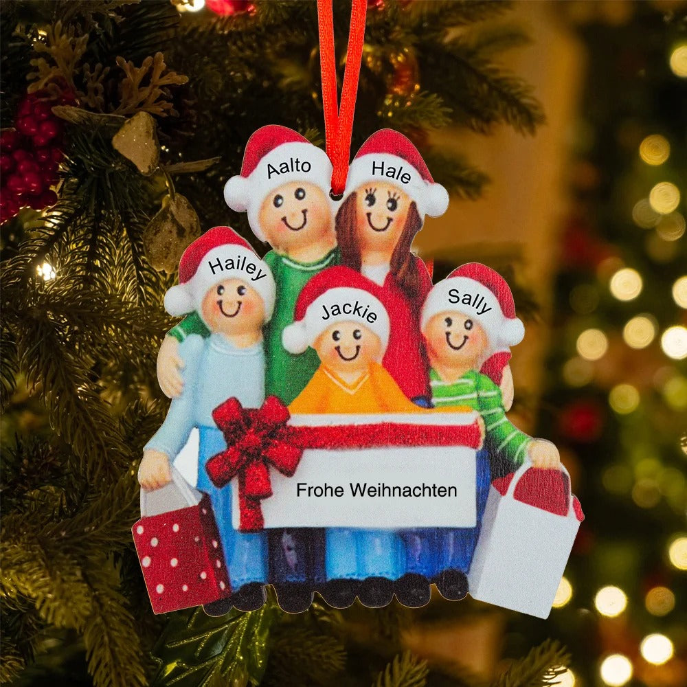 Weihnachtsschmuck Familie mit Geschenke mit Geschenke 3-5 Namen