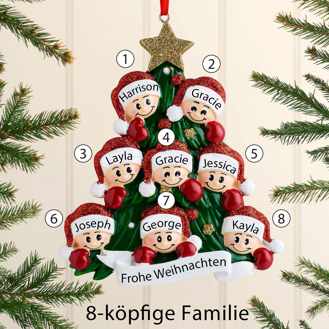 Weihnachtsschmuck-Weihnachtsbaum mit Gesichter 2-8 Namen