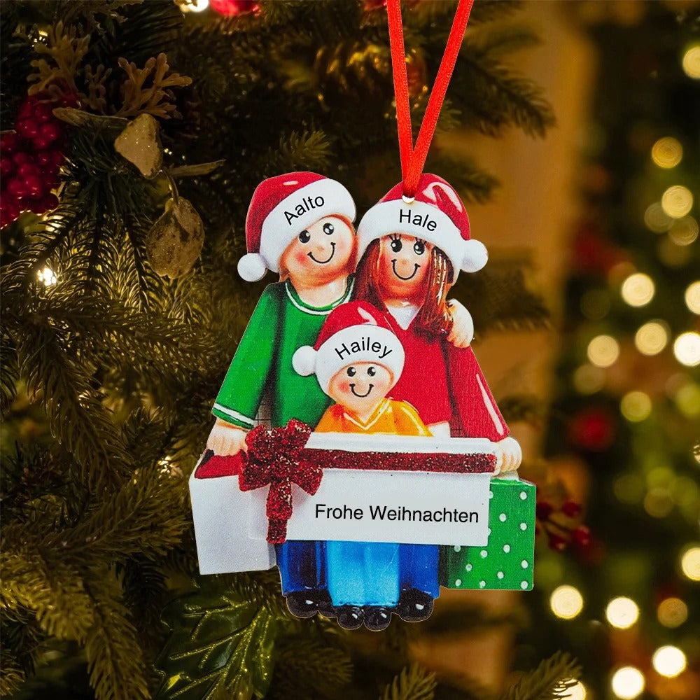 Weihnachtsschmuck Familie mit Geschenke mit Geschenke 3-5 Namen