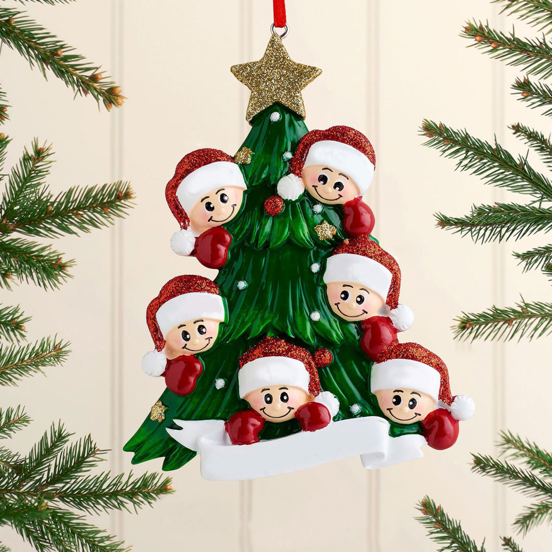 Weihnachtsschmuck-Weihnachtsbaum mit Gesichter 2-8 Namen