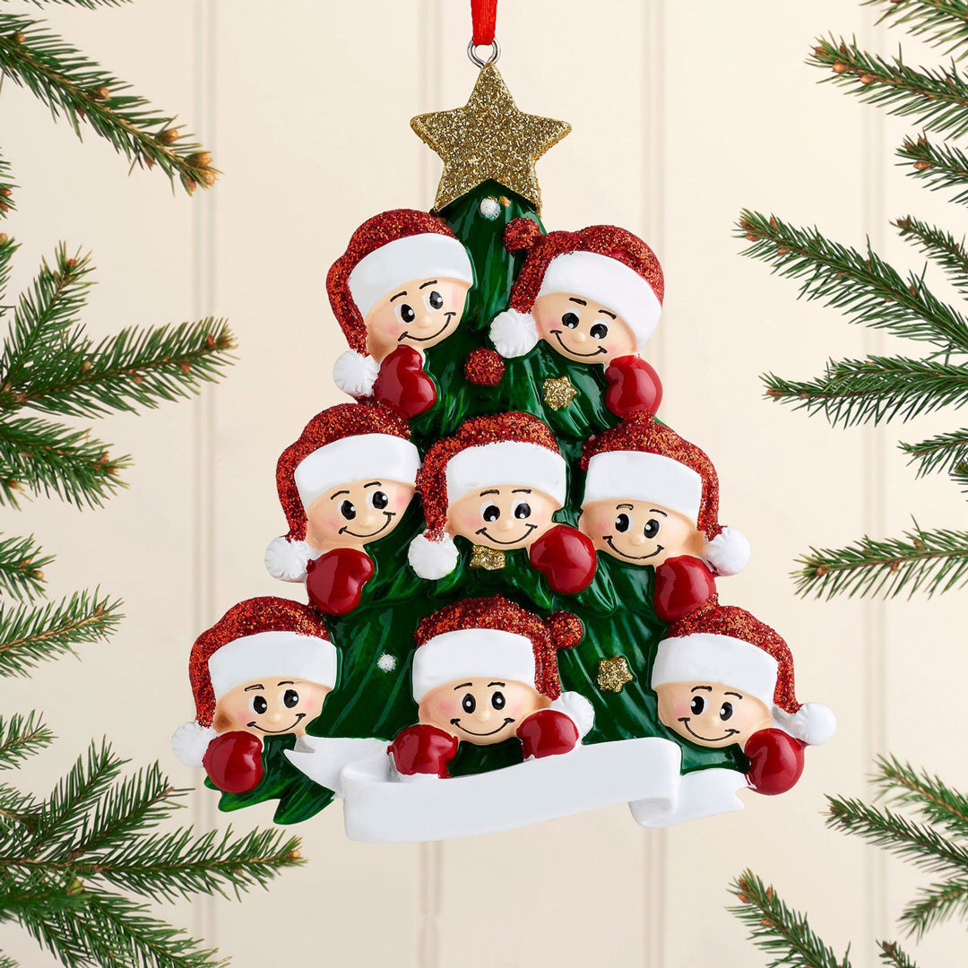 Weihnachtsschmuck-Weihnachtsbaum mit Gesichter 2-8 Namen