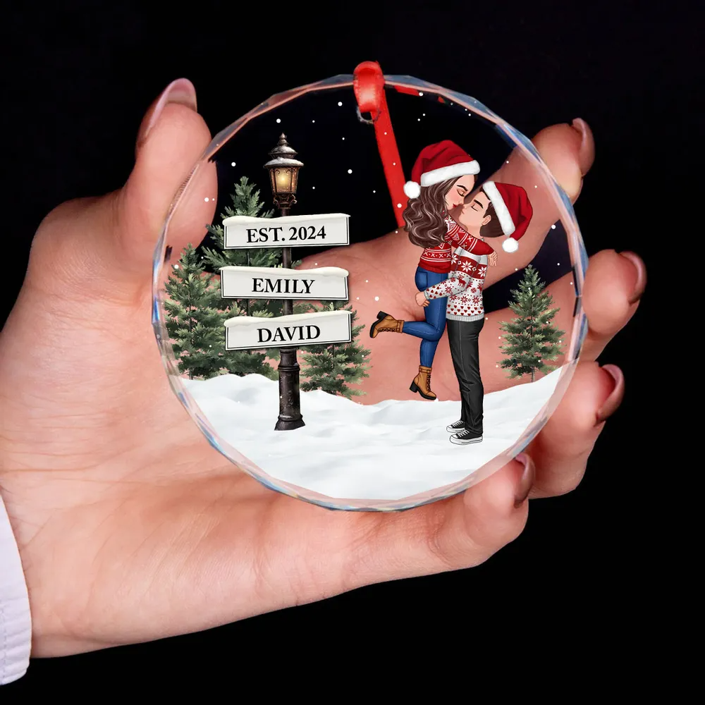 Glasornament Personalisierter Weihnachtsanhänger für Liebespaar