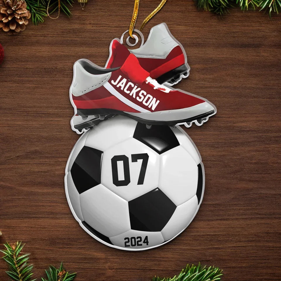 Personalisierter Fußball-Weihnachtsanhänger „Kick-Off 2024“