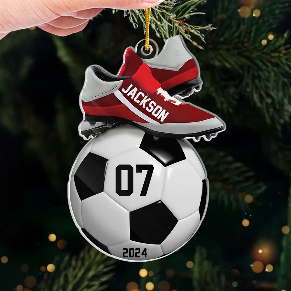 Personalisierter Fußball-Weihnachtsanhänger „Kick-Off 2024“