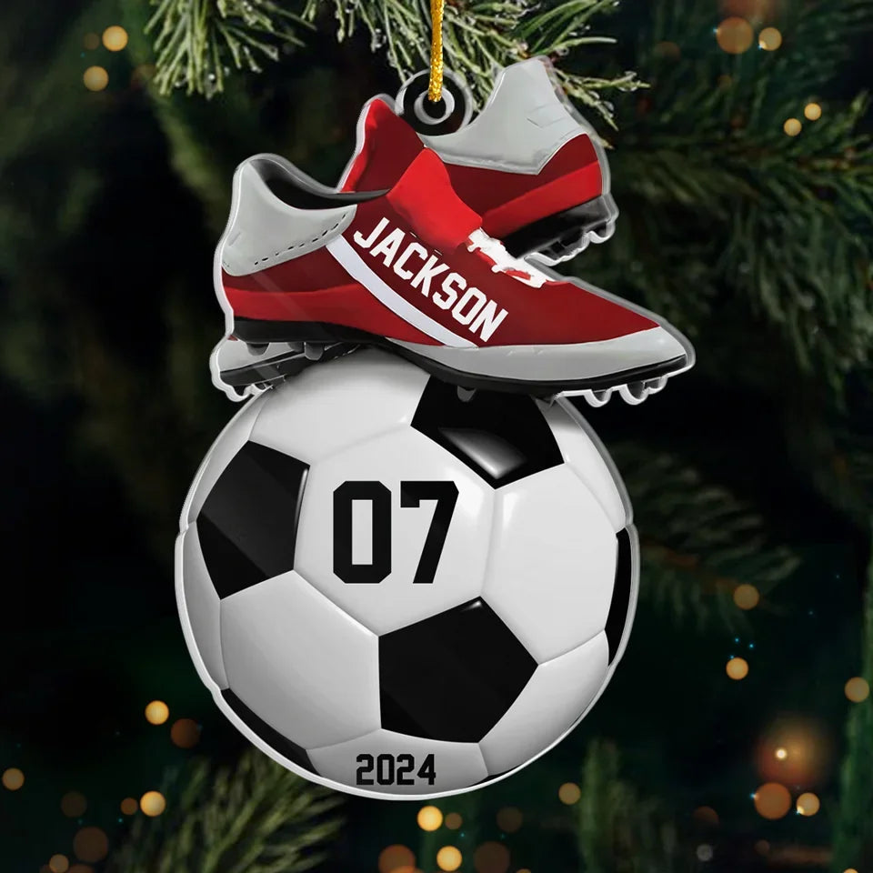 Personalisierter Fußball-Weihnachtsanhänger „Kick-Off 2024“