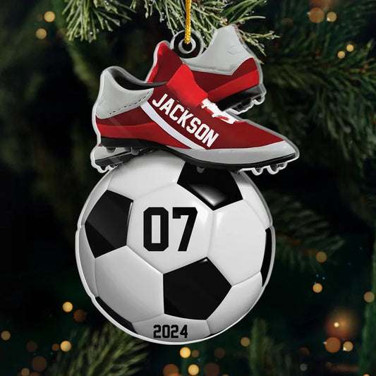 Personalisierter Fußball-Weihnachtsanhänger „Kick-Off 2024“