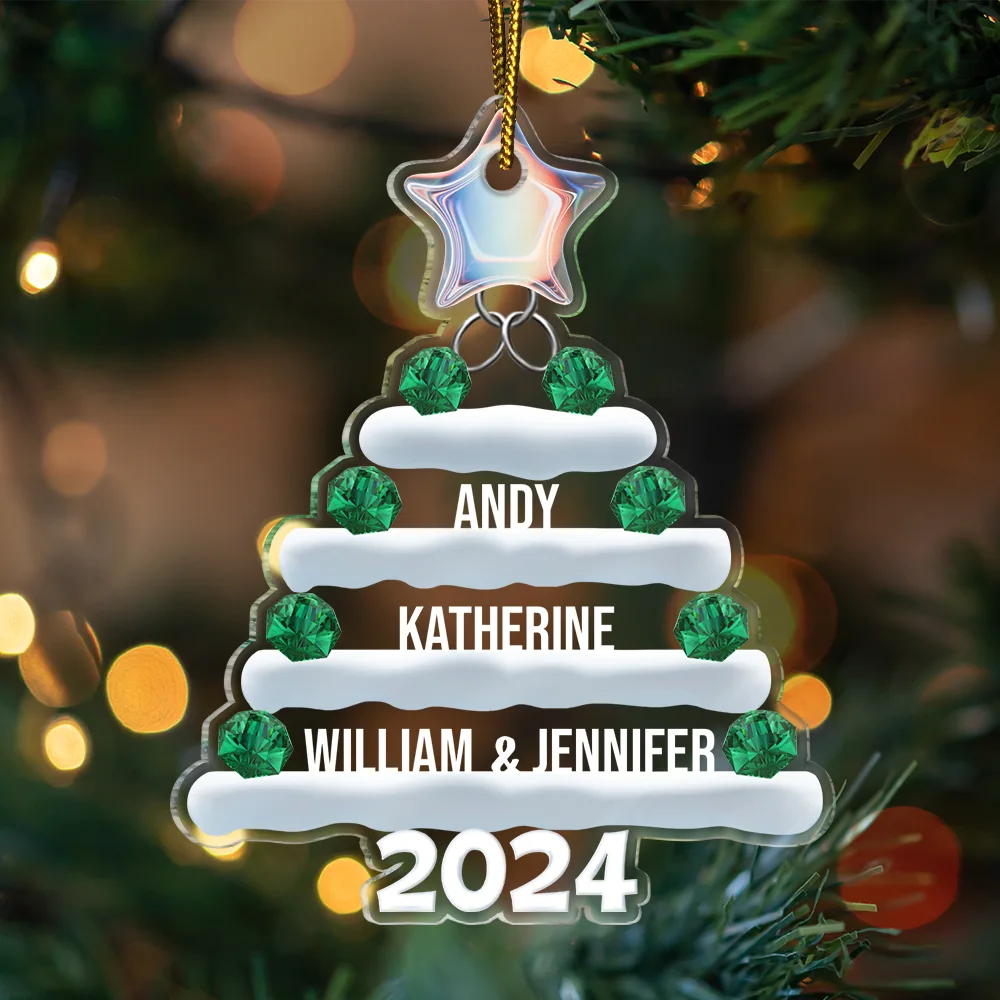 2024 Familienbaum-Christbaumschmuck mit 1-10 Namen Personalisiert