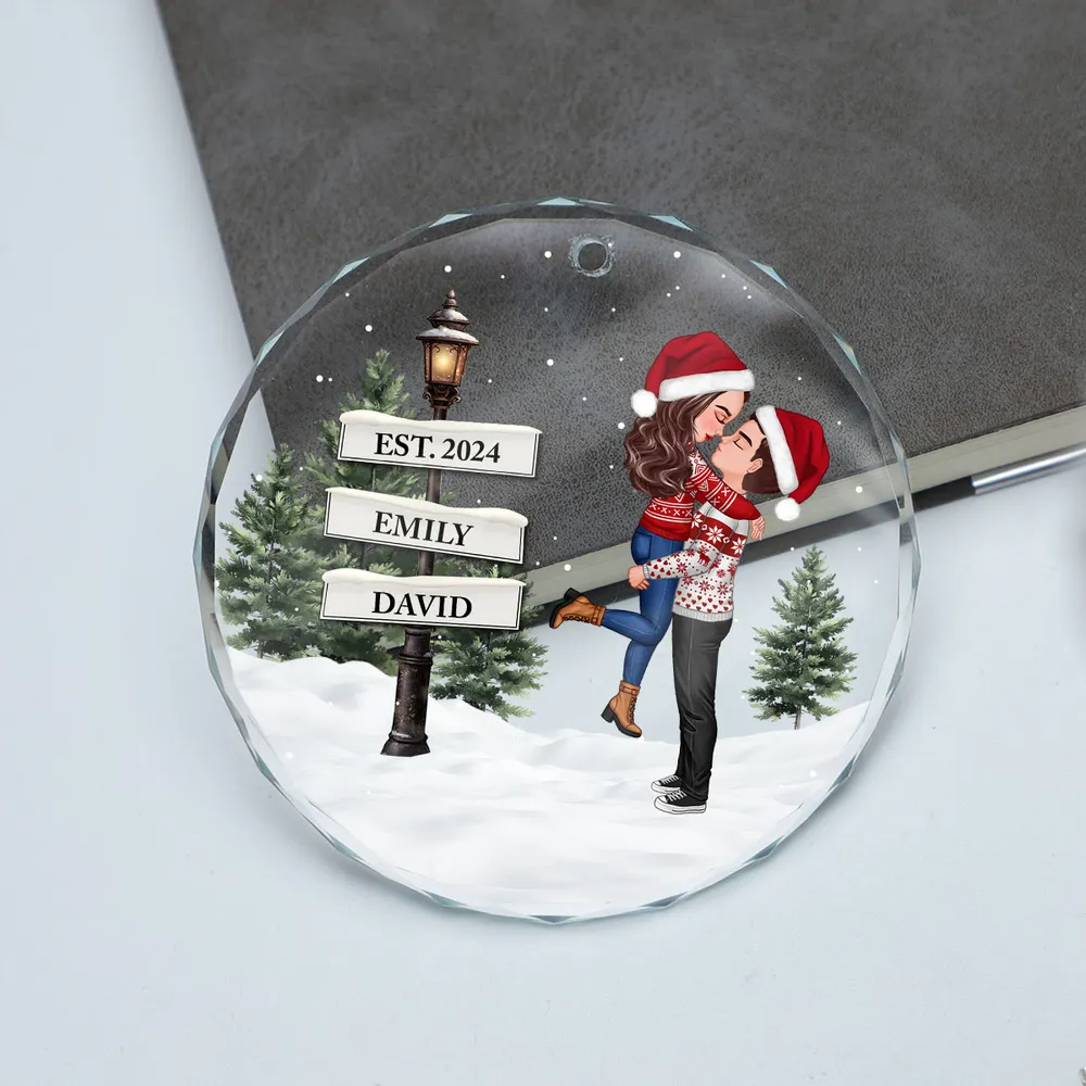 Glasornament Personalisierter Weihnachtsanhänger für Liebespaar