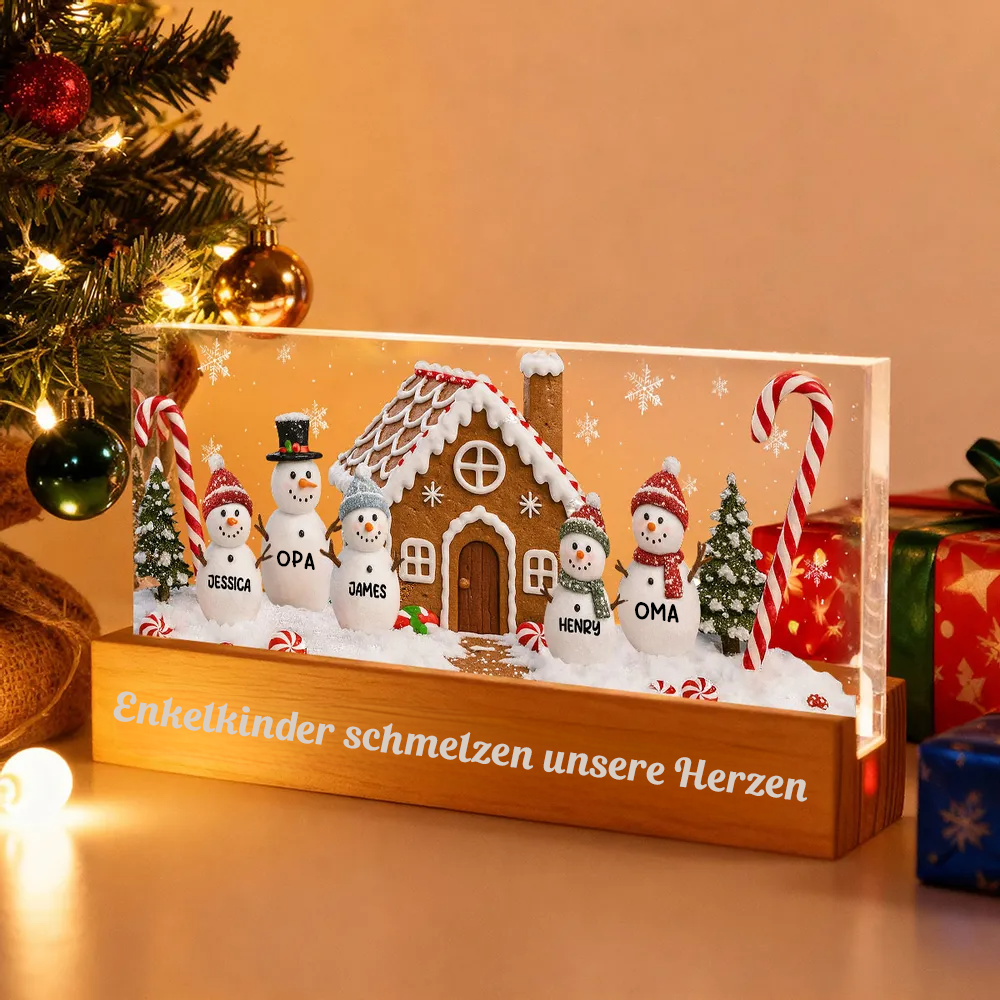 Personalisiertes LED-Nachtlicht mit Schneemannfamilie Weihnachtsgeschenk für Familie