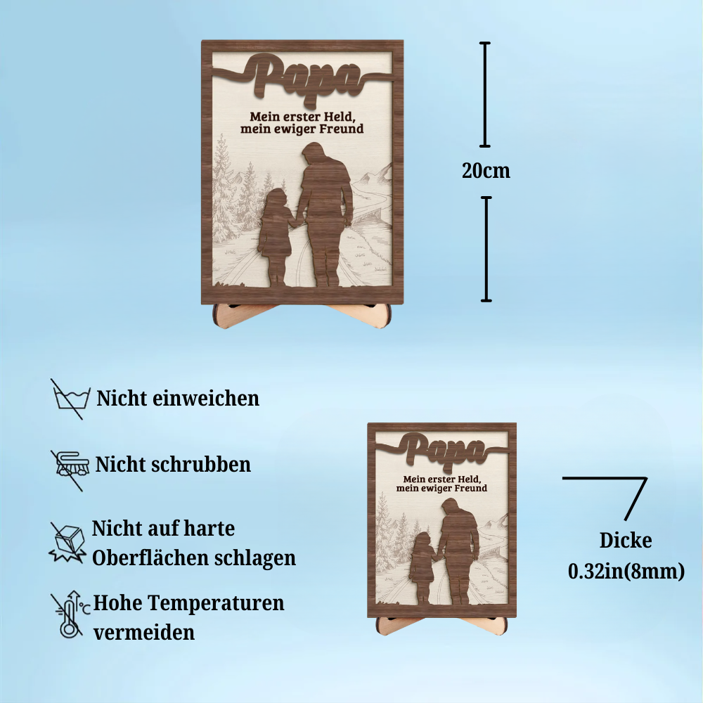 Papa und Kind-Personalisierte Holzplakette für Vater