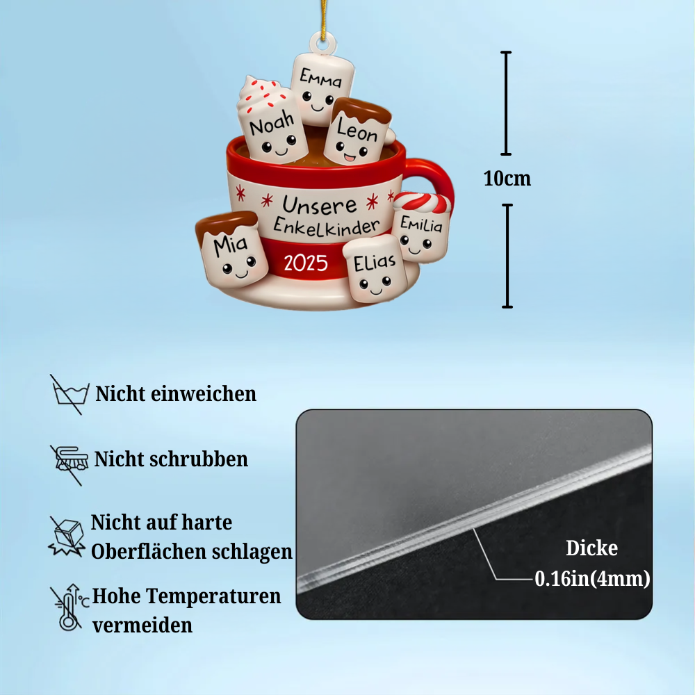 Individuelles Acryl-Ornament – Personalisierte Weihnachtsgeschenke für Opa und Oma – Unsere kleinen Marshmallows