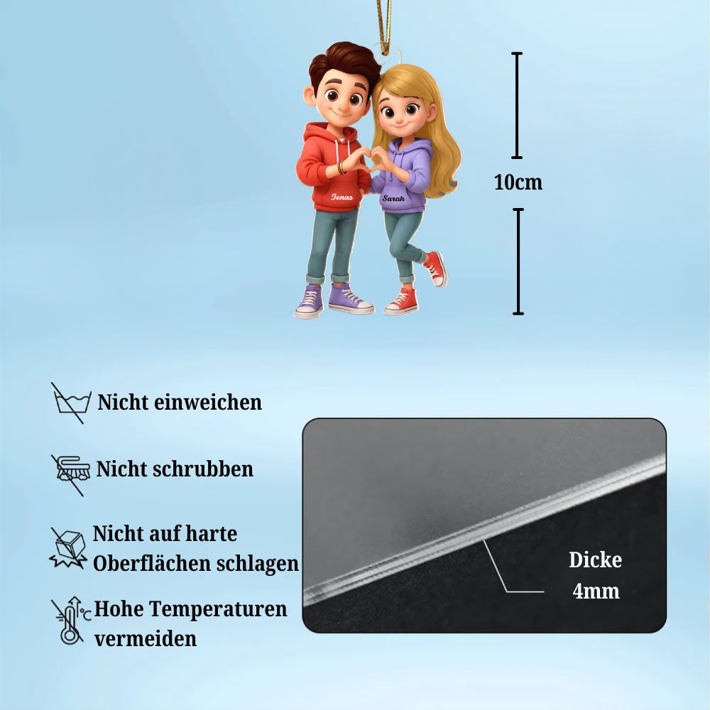 Paar mit Namen Personalisierte Autoanhänger aus Acryl