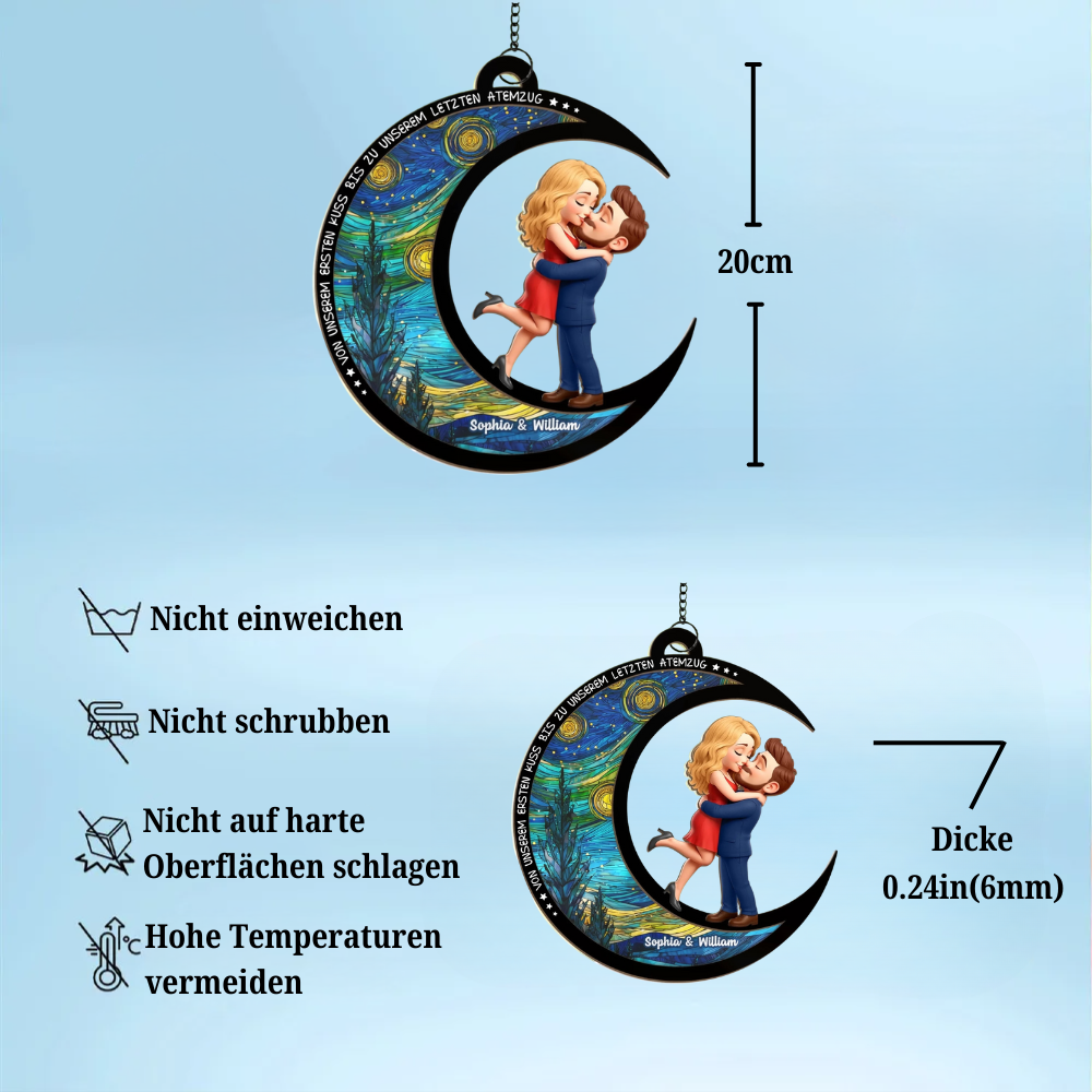Personalisierter Sonnenfänger mit Mondmotiv Paar auf dem Mond